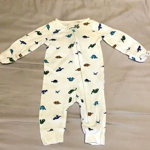 Newborn Carters Dinosaur Onesie with Hand Cover